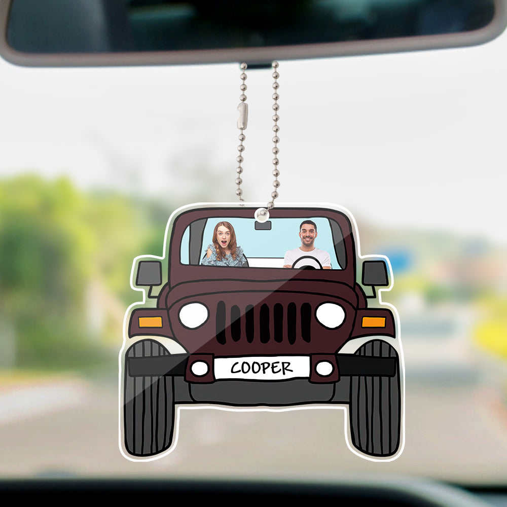personalized off road car photos hanging ornament - acrylic decor with copper chain, lightweight and stylish interior decoration