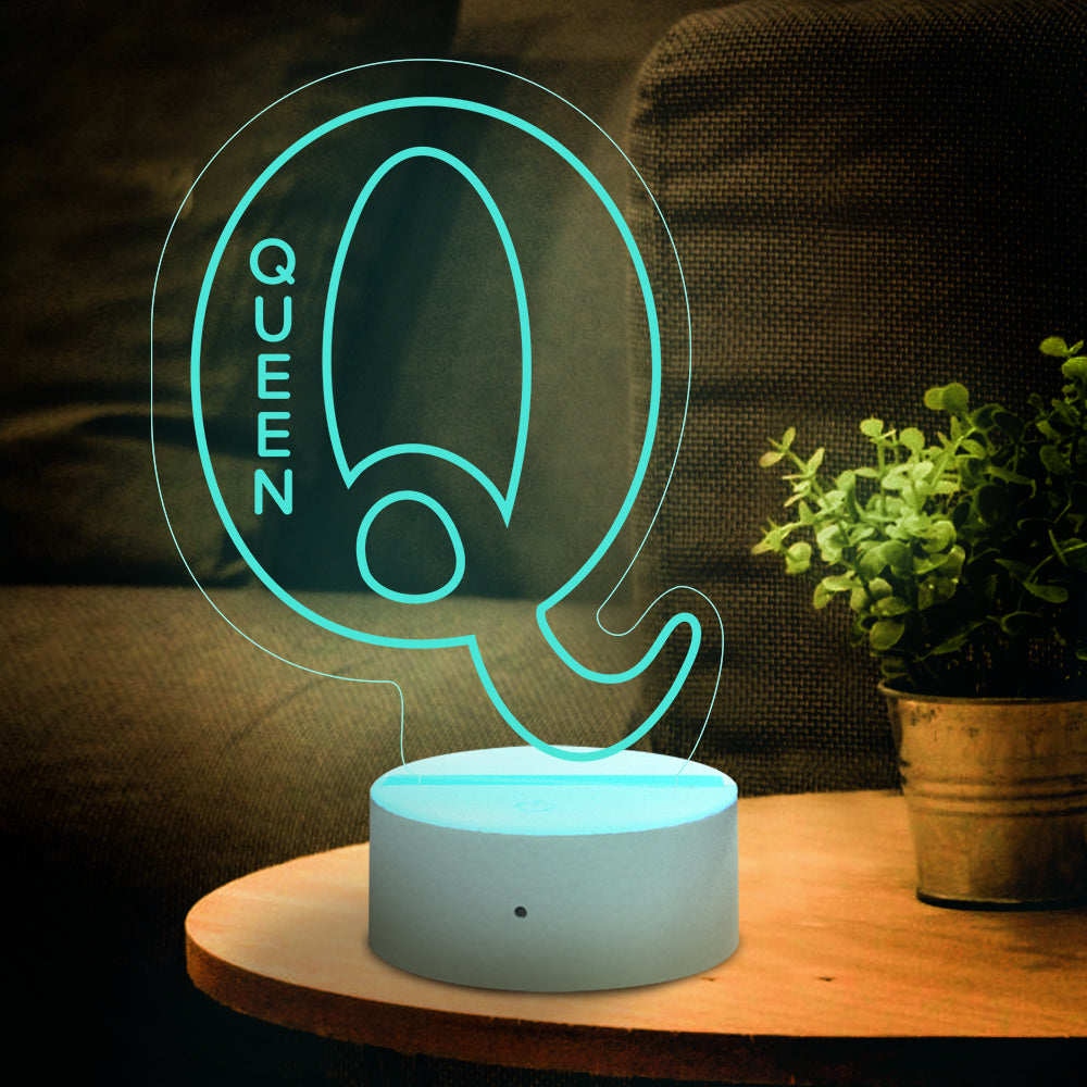 a-z 26 letters led lamp custom name night light for kids, colour changing acrylic night light, personalised bedroom decor, gift for him or her