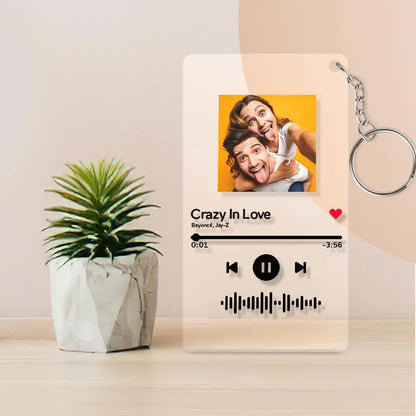 Scannable Code Music Song Plaque Keychains Custom Photo Acrylic Keychain for Music Lovers, Stylish Gift for Birthdays and Anniversaries