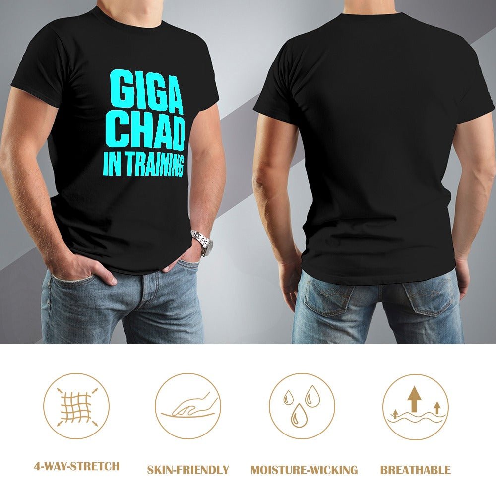 men's t-shirt 100% cotton giga chad in training graphic tee for fitness enthusiasts, casual wear, bold design, comfortable style, perfect for gym and daily outings