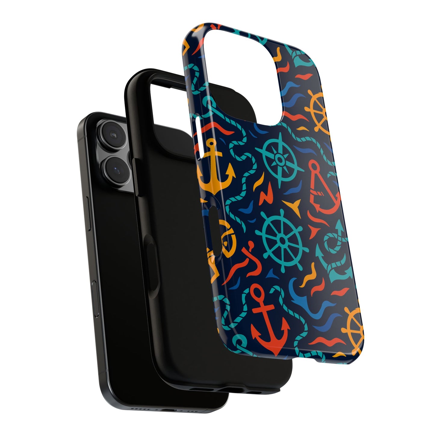 nautical multicolor protective phone case with 3d wrap design for unique style and self-expression compatible with iphone 13, 14, 15 & 16 – all models including pro, pro max & plus