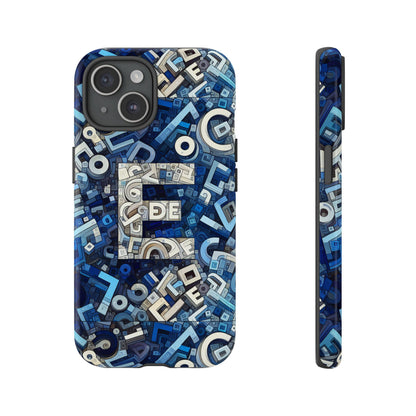 Blue Alphabet E Phone Case with 3D Wrap Design for Stylish Protection and Personalised Tech Accessory for Men and Women