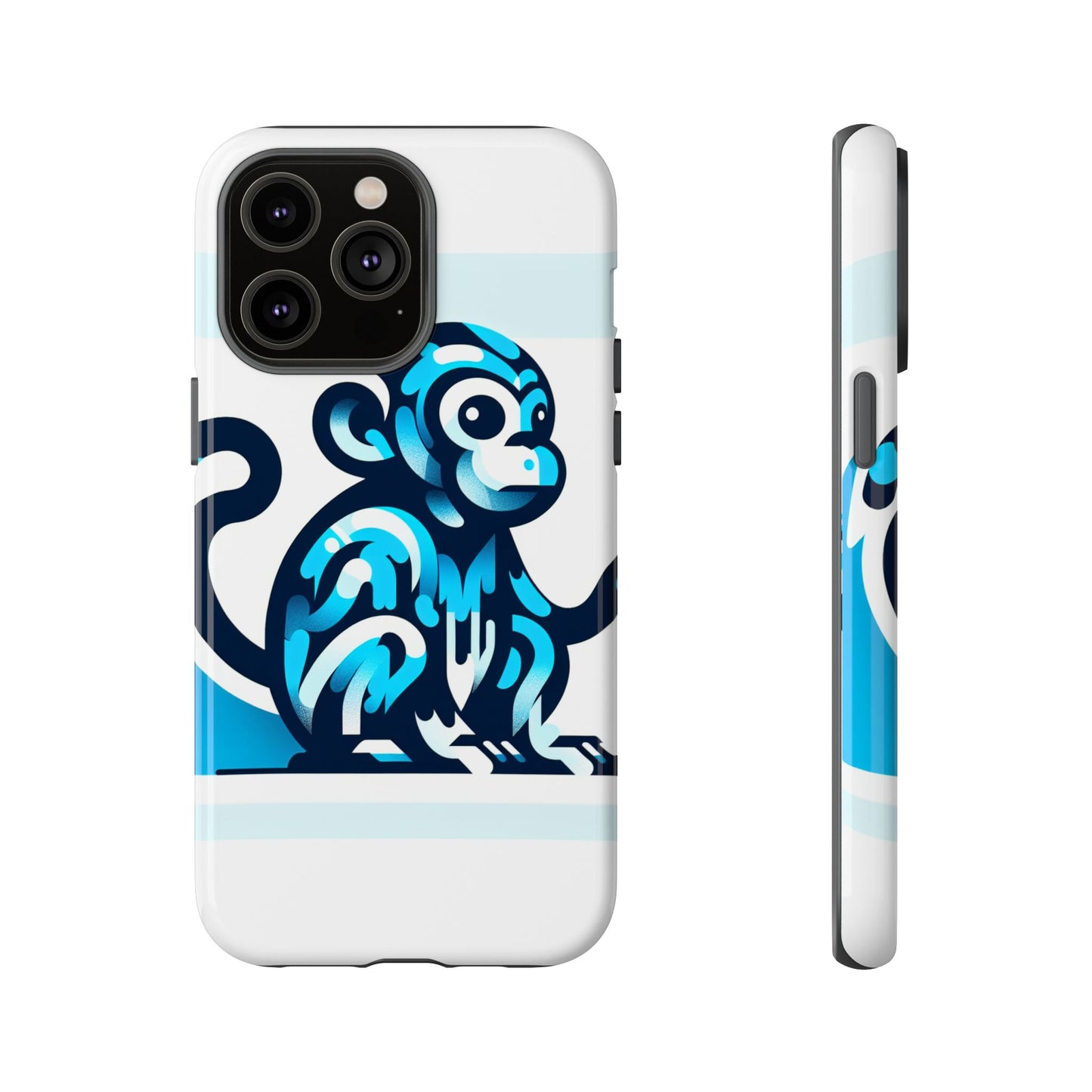 vibrant 3d monkey-inspired phone case for stylish protection in blue – unisex design compatible with iphone 13, 14, 15 & 16 – all models including pro, pro max & plus