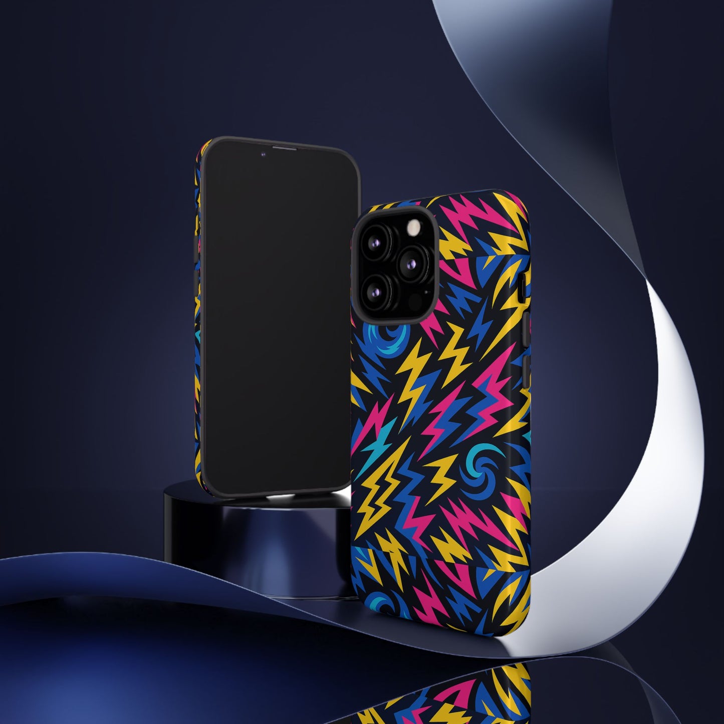 vibrant lightning bolt protective phone case with 3d wrap design for trendy aesthetic accessories compatible with iphone 13, 14, 15 & 16 – all models including pro, pro max & plus