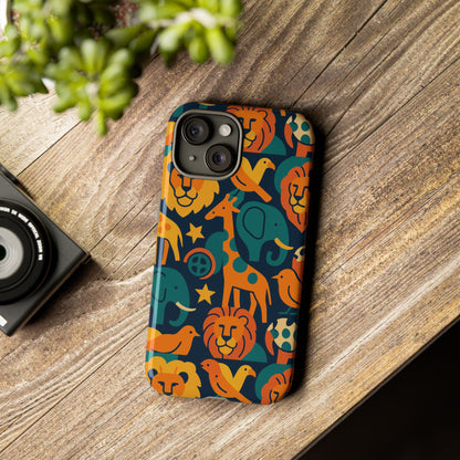 Vibrant Animal Print Protective Phone Case in Multicolour – Playful Design for Stylish Protection – Compatible with iPhone 13, 14, 15 & 16 – All Models Including Pro, Pro Max & Plus