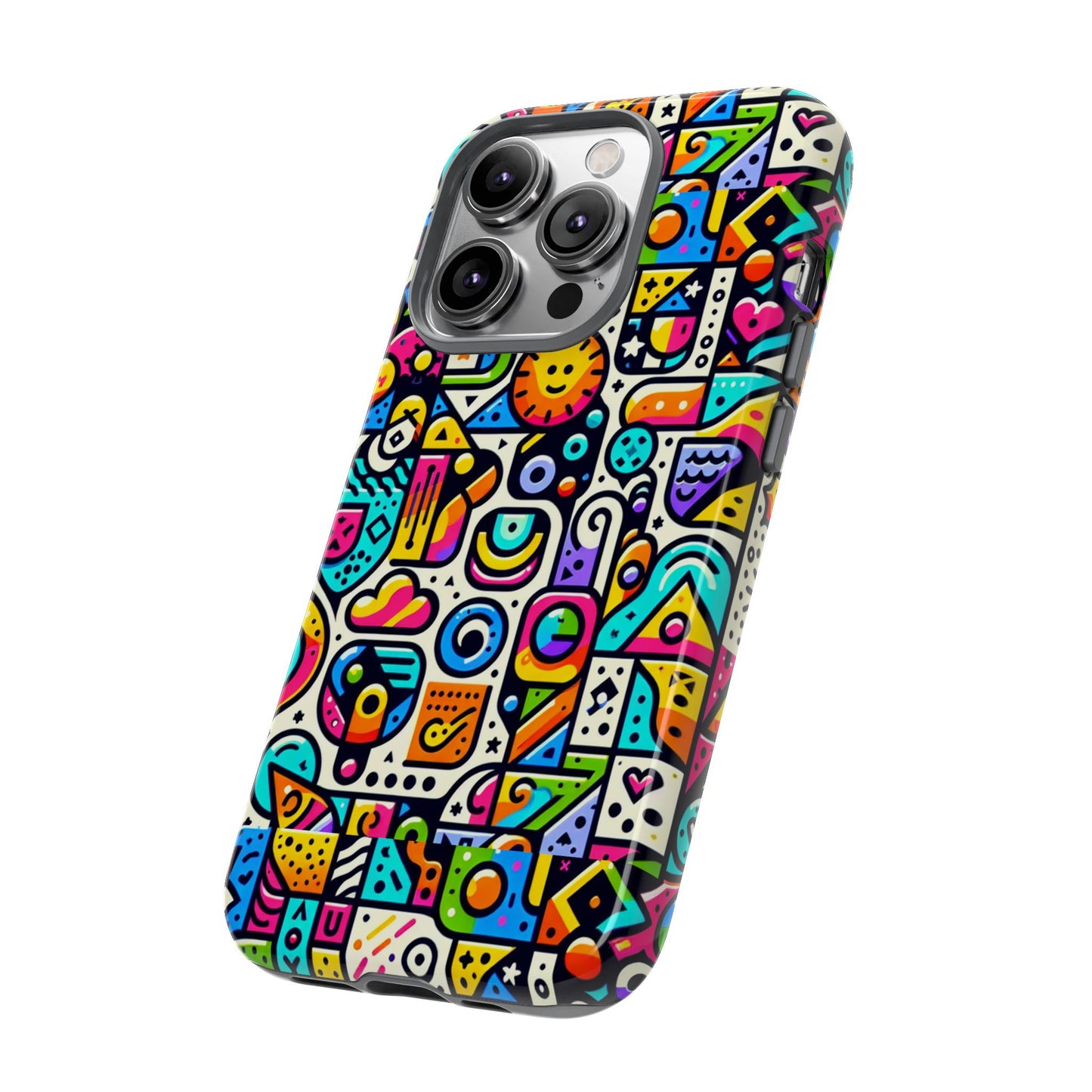 pattern image 9 vibrant shockproof phone case for anime and comic fans with bold geometric design, durable finish, and impact protection compatibility with iphone 13, 14, 15 & 16 – all models including pro, pro max & plus