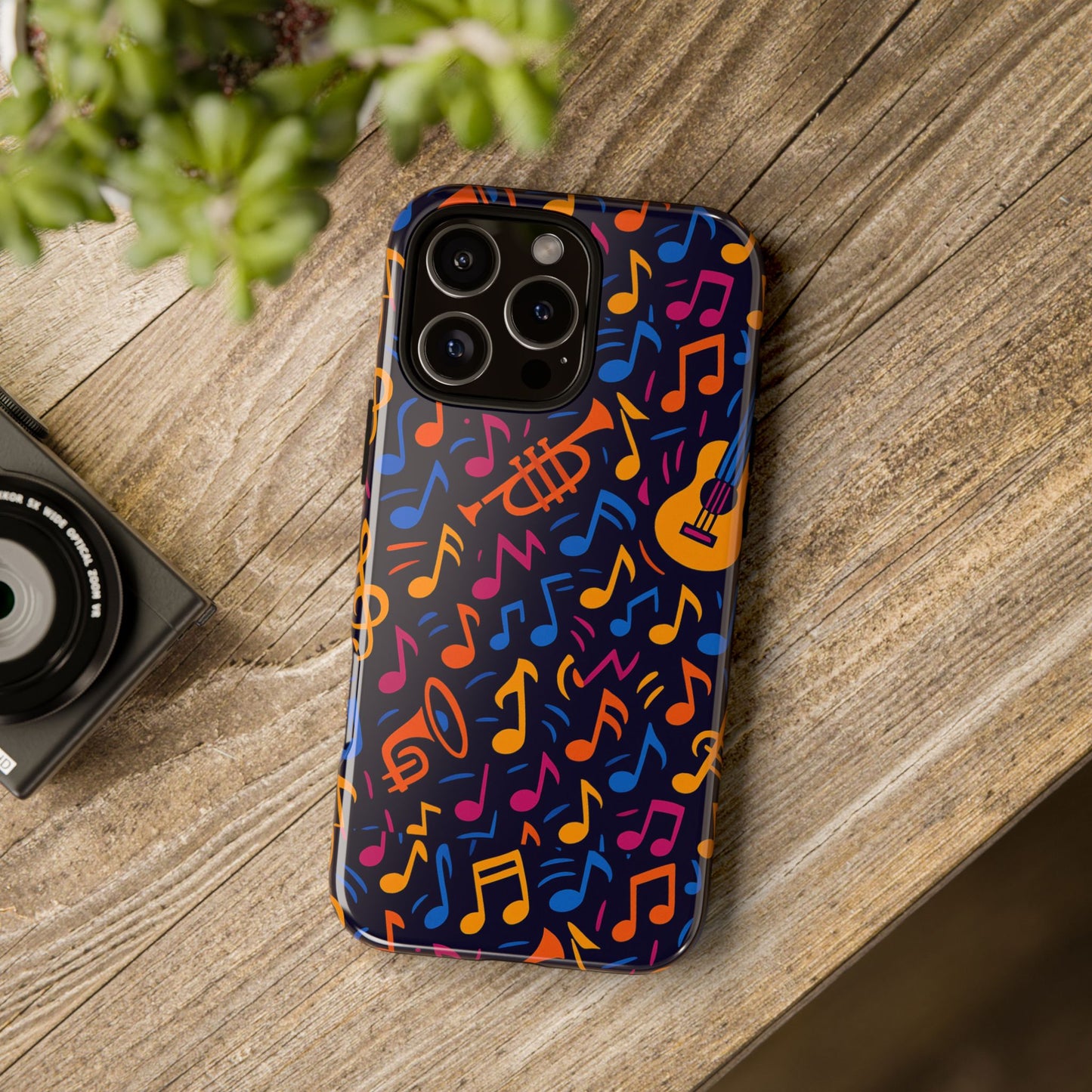 multicolour music themed protective phone case with 3d design for stylish protection – compatible with iphone 13, 14, 15 & 16 – all models including pro, pro max & plus