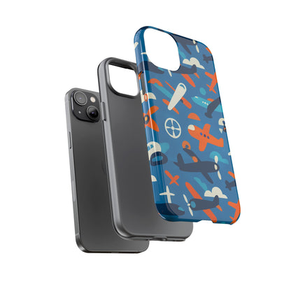 Vibrant 3D Airplane Print Phone Case in Blue – Fun Retro Design for Stylish Protection – Compatible with iPhone 13, 14, 15 & 16 – all models including Pro, Pro Max & Plus