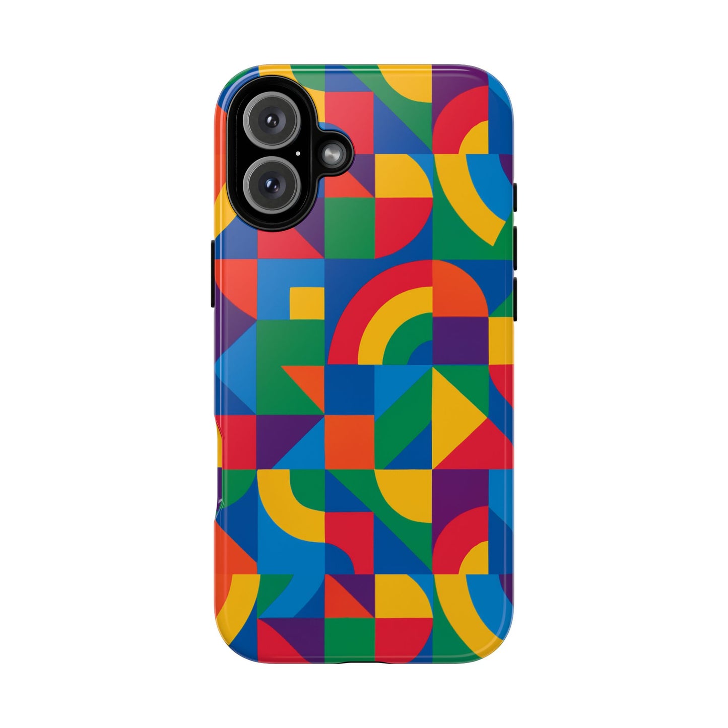 vibrant 3d geometric phone case with bold design stylish protection accessory compatible with iphone 13, 14, 15 & 16 – all models including pro, pro max & plus