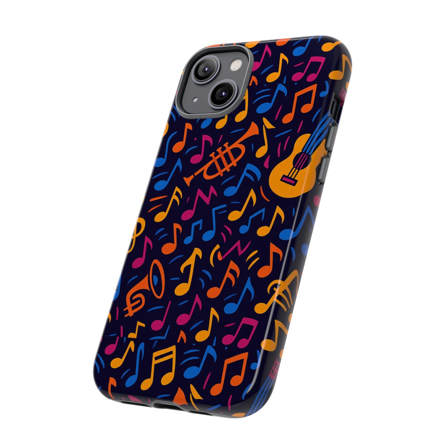 multicolour music themed protective phone case with 3d design for stylish protection – compatible with iphone 13, 14, 15 & 16 – all models including pro, pro max & plus