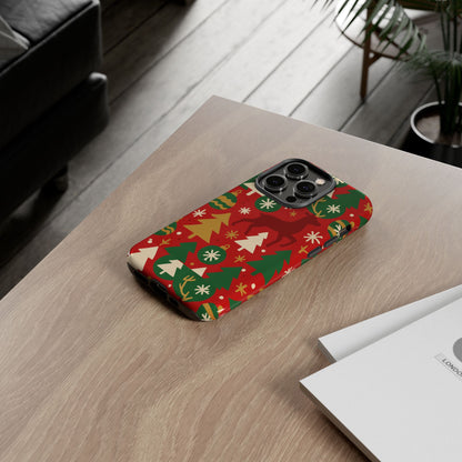 Vibrant Red Christmas Phone Case with Festive 3D Design for Stylish Protection Compatible with iPhone 13, 14, 15 & 16 – all models including Pro, Pro Max & Plus