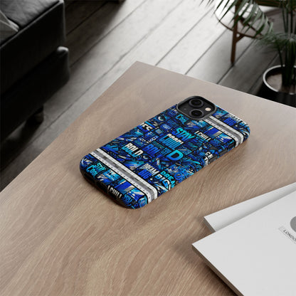 Vibrant 3D Wrap Protective Phone Case in Blue Typography Design for Unique Style – Stylish Protection Compatible with iPhone 13, 14, 15 & 16 – All Models Including Pro, Pro Max & Plus