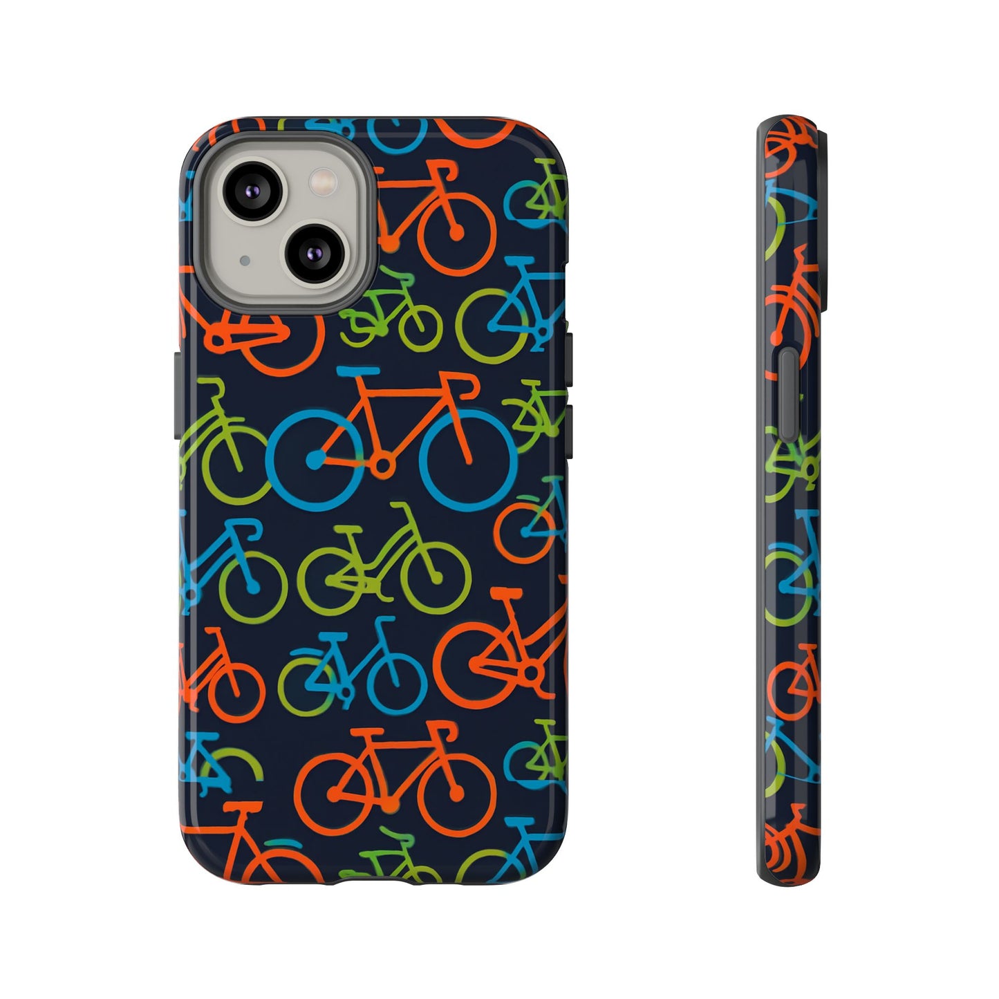 multicolour bicycle print protective phone case for smartphones – vibrant style and trendy accessory compatible with iphone 13, 14, 15 & 16 – all models including pro, pro max & plus