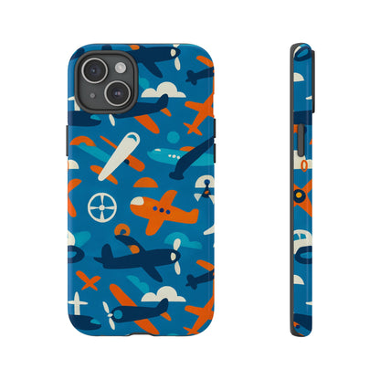 Vibrant 3D Airplane Print Phone Case in Blue – Fun Retro Design for Stylish Protection – Compatible with iPhone 13, 14, 15 & 16 – all models including Pro, Pro Max & Plus