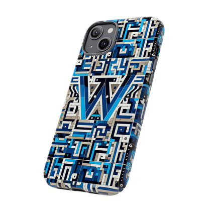 Letter Blue Alphabet W Phone Case for Smartphones Durable Shockproof Protective Cover with 3D Wrap Design for Anime and Comic Style Fans