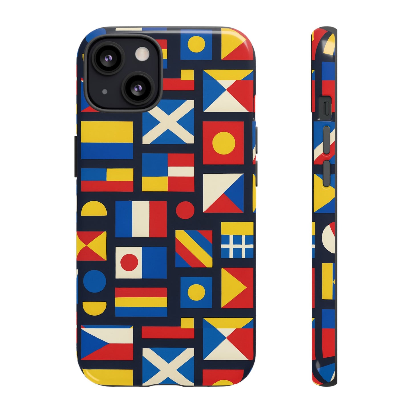 multicolour geometric protective phone case for smartphones, stylish protection and unique design, compatible with iphone 13, 14, 15 & 16 – all models including pro, pro max & plus