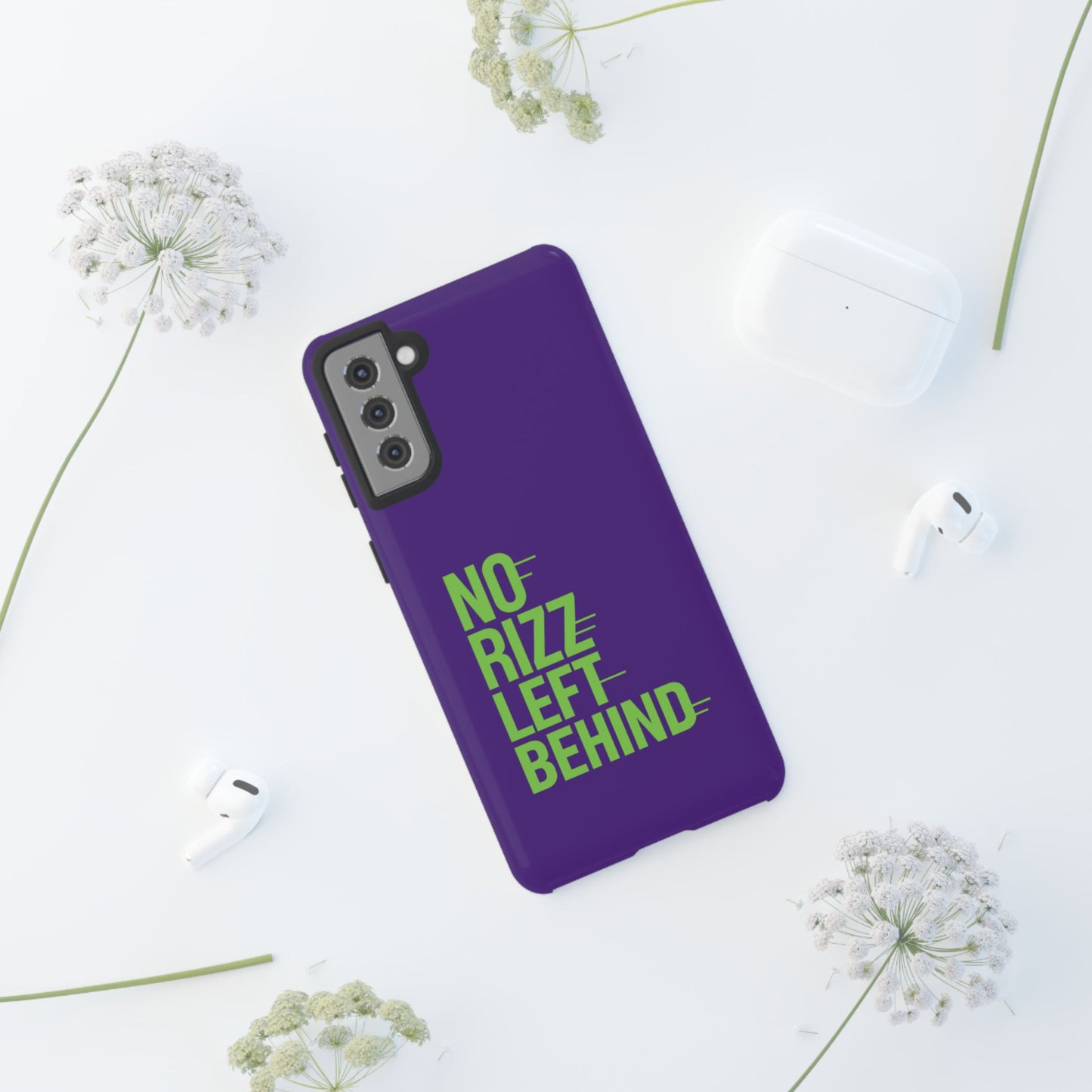 tough phone case - no rizz left behind - durable, stylish protection for active lifestyles - impact-resistant, dual layer, shock-absorbing tpu - perfect gift for tech lovers