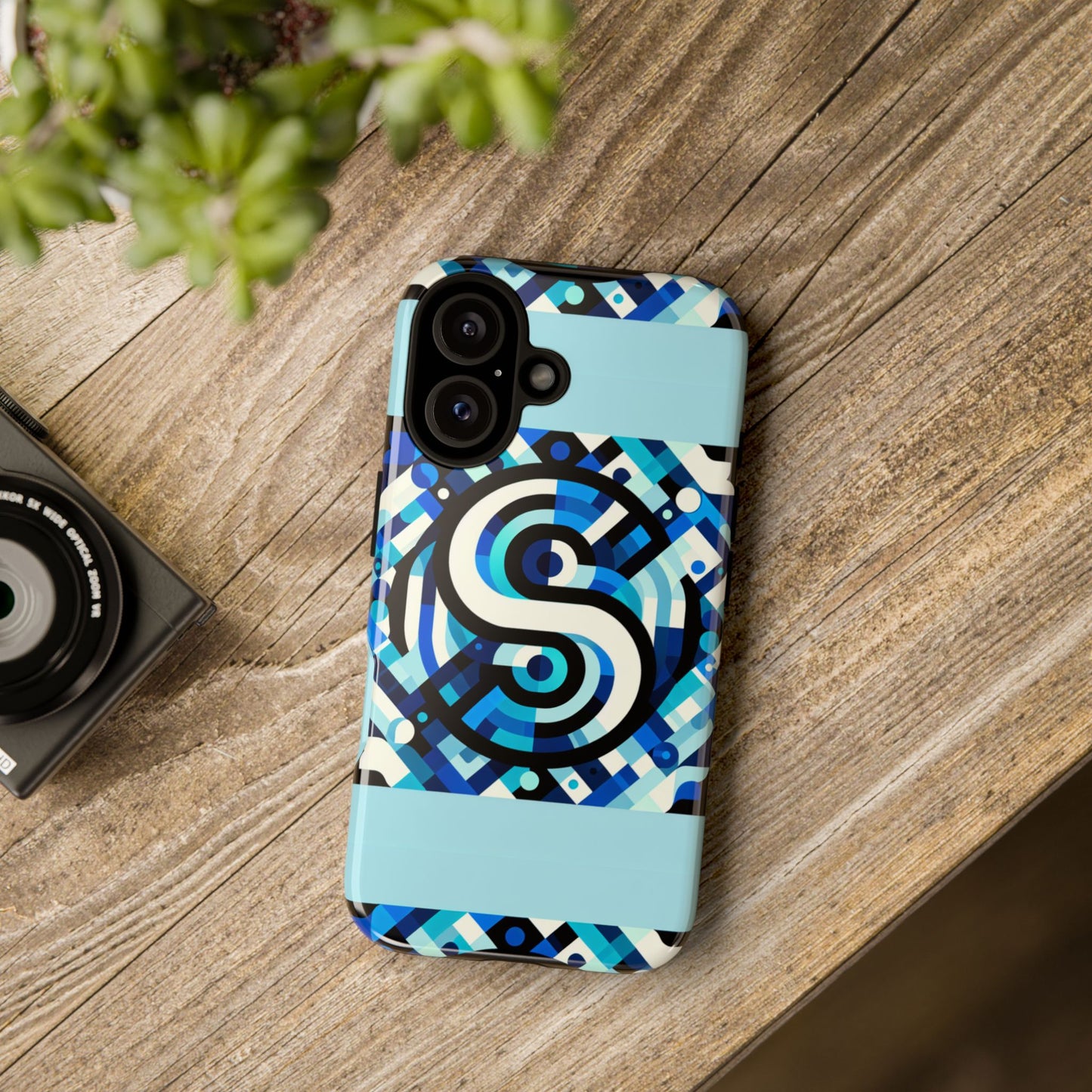 letter blue alphabet s phone case with 3d wrap design for stylish protection and unique retro anime comic style