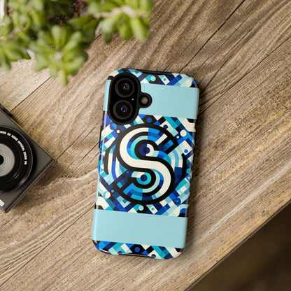 Letter Blue Alphabet S Phone Case with 3D Wrap Design for Stylish Protection and Unique Retro Anime Comic Style