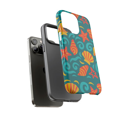 Vibrant Coastal Shell Pattern Protective Phone Case for Stylish Self-Expression Compatible with iPhone 13, 14, 15 & 16 – all models including Pro, Pro Max & Plus
