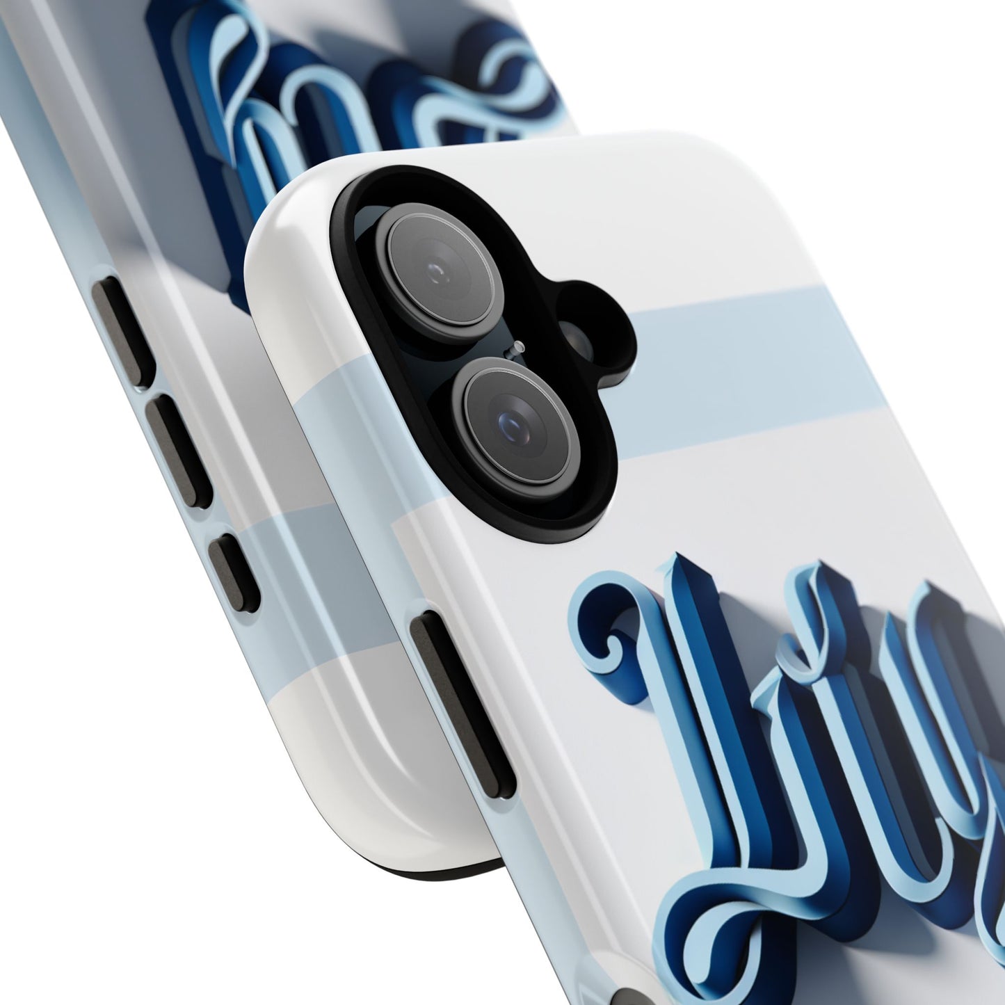 vibrant 3d blue alphabet protective phone case stylish accessory for creative individuals compatible with iphone 13, 14, 15 & 16 – all models including pro, pro max & plus