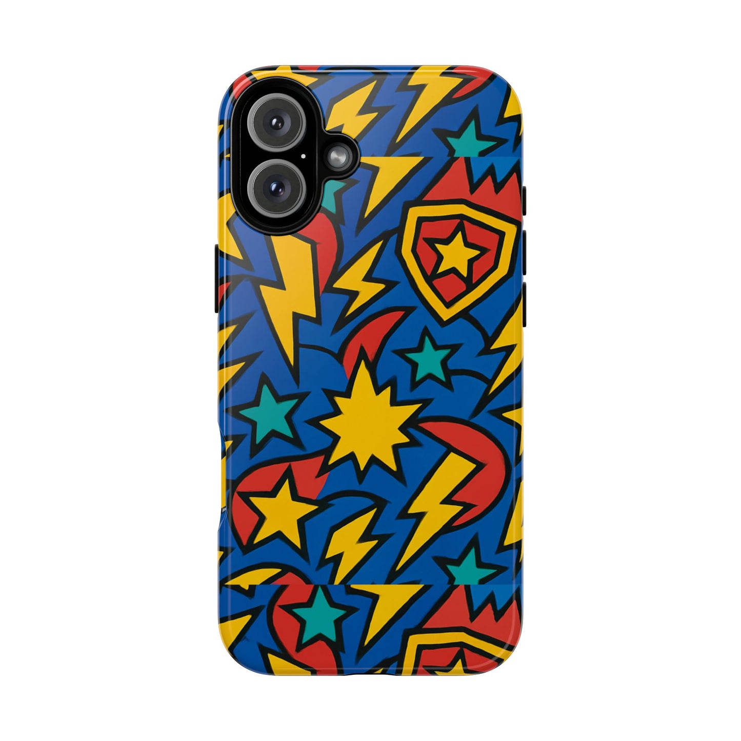 multicolour superhero phone case with 3d design for playful protection compatible with iphone 13, 14, 15 & 16 – all models including pro, pro max & plus