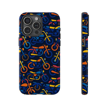 Colourful 3D Motorcycle Print Protective Phone Case for Creative Individuals – Stylish Protection Compatible with iPhone 13, 14, 15 & 16 – All Models Including Pro, Pro Max & Plus