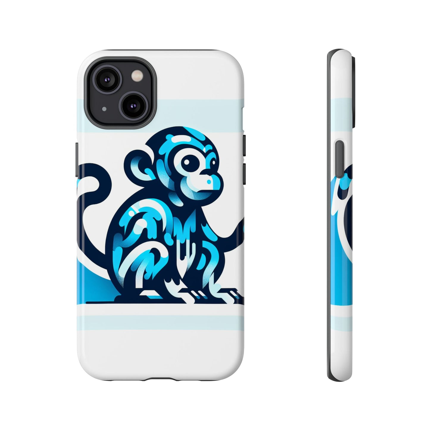 vibrant 3d monkey-inspired phone case for stylish protection in blue – unisex design compatible with iphone 13, 14, 15 & 16 – all models including pro, pro max & plus