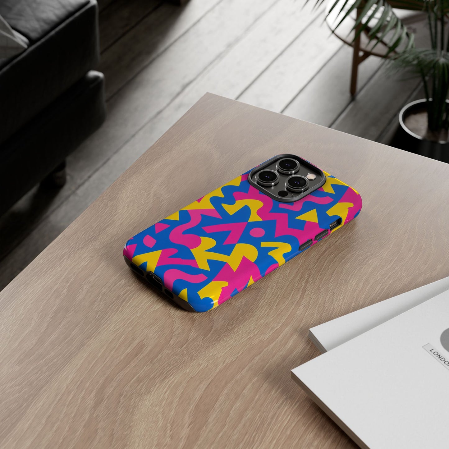 vibrant y2k geometric protective phone case with 3d wrap design for unique style compatible with iphone 13, 14, 15 & 16 – all models including pro, pro max & plus