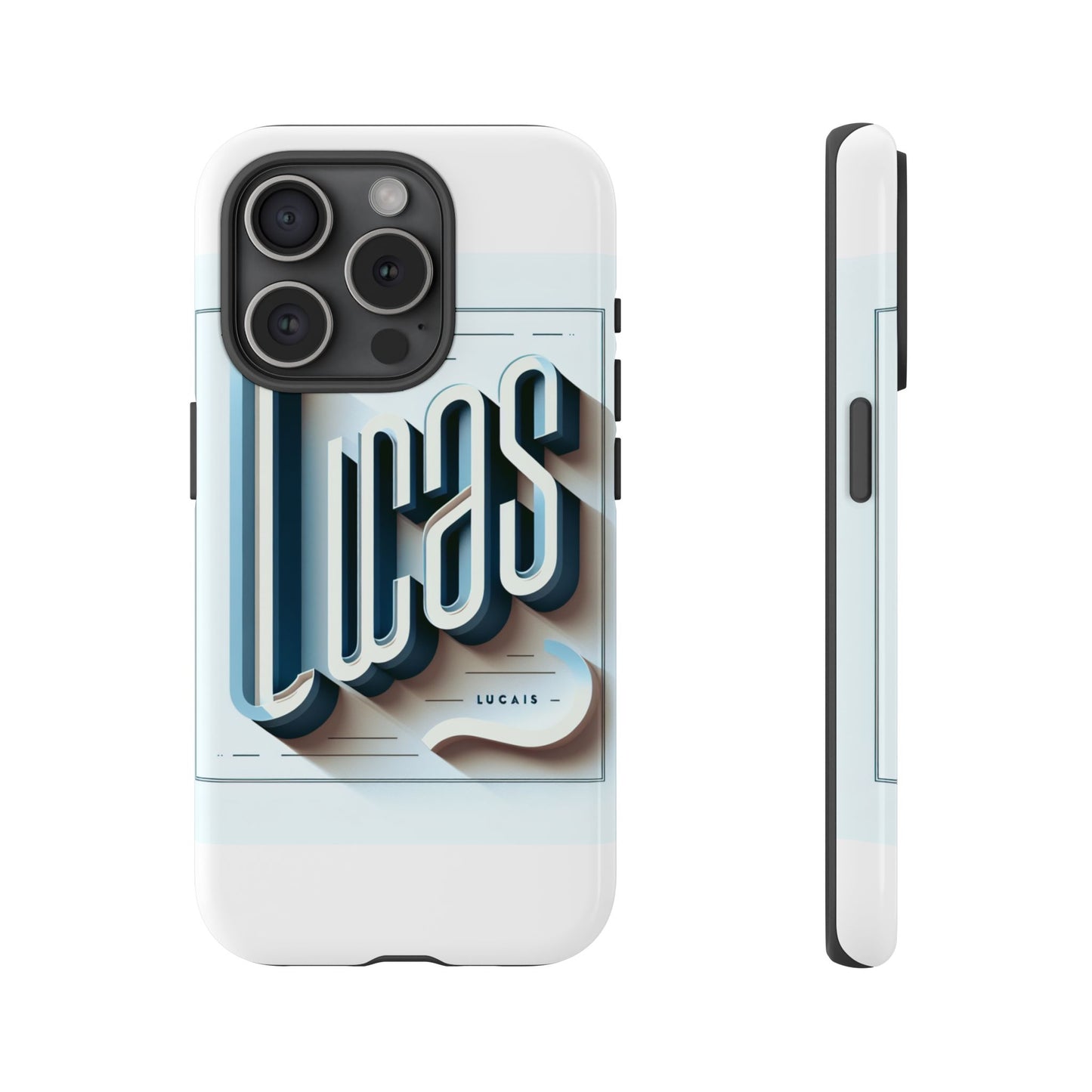 3d wrap protective phone case in blue with playful typography design – stylish protection compatible with iphone 13, 14, 15 & 16 – all models including pro, pro max & plus