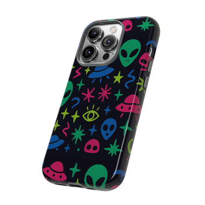 Vibrant Alien Pattern Protective Phone Case with 3D Wrap Design for Unique Expression – Stylish Protection Compatible with iPhone 13, 14, 15 & 16 – All Models Including Pro, Pro Max & Plus
