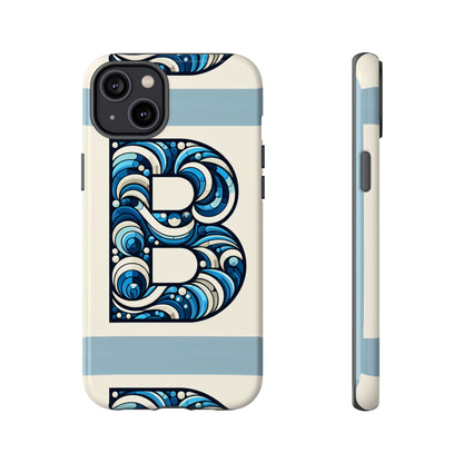 Blue Alphabet Letter B Phone Case with 3D Wrap and Shock Protection for Kids and Teens Durable TPU Cover with Vibrant Design