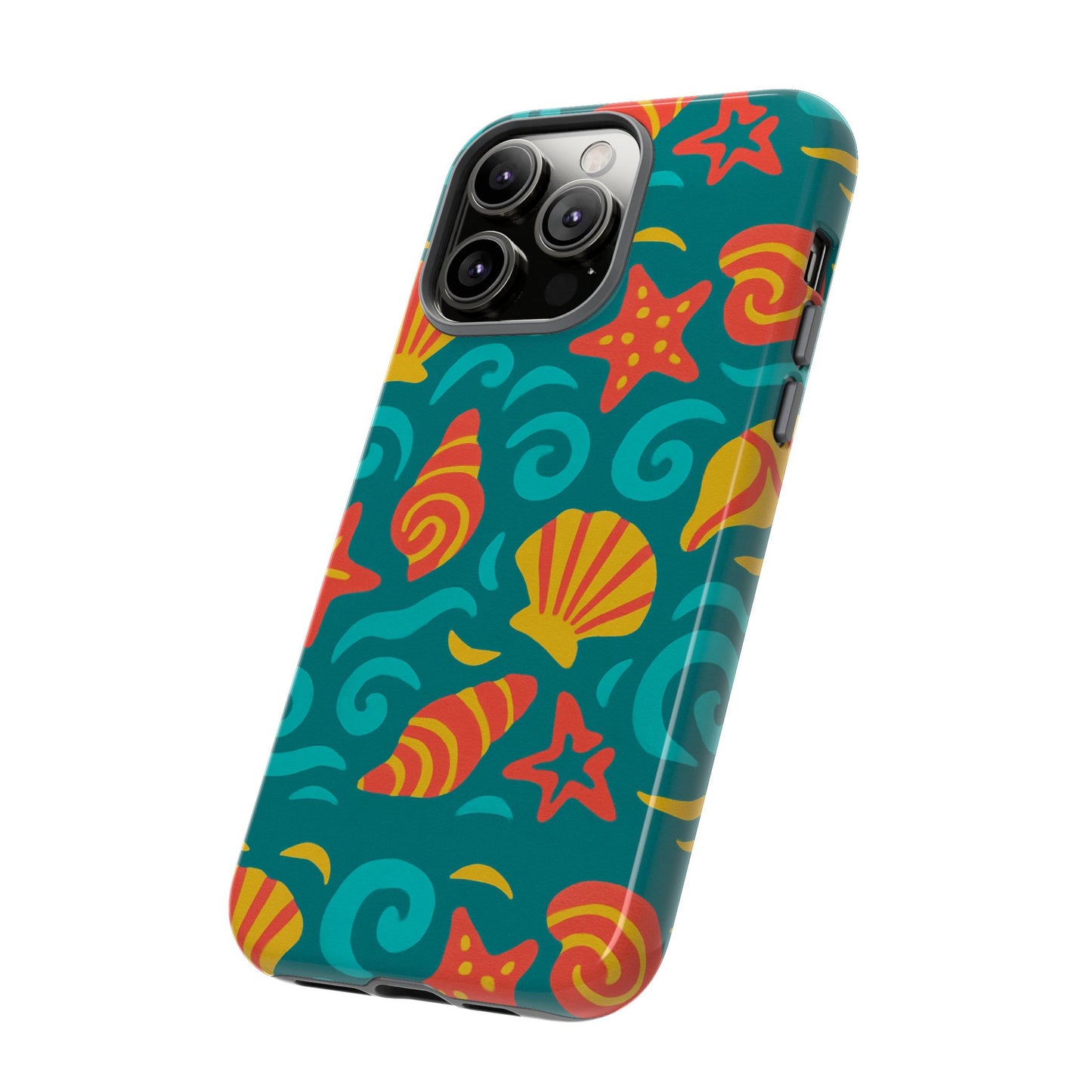 vibrant coastal shell pattern protective phone case for stylish self-expression compatible with iphone 13, 14, 15 & 16 – all models including pro, pro max & plus