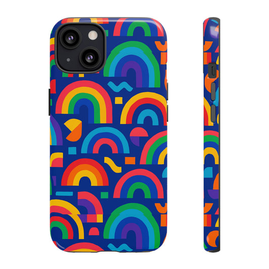 Vibrant Rainbow Geometric 3D Wrap Protective Phone Case for Stylish Accessories Compatible with iPhone 13, 14, 15 & 16 – All Models Including Pro, Pro Max & Plus