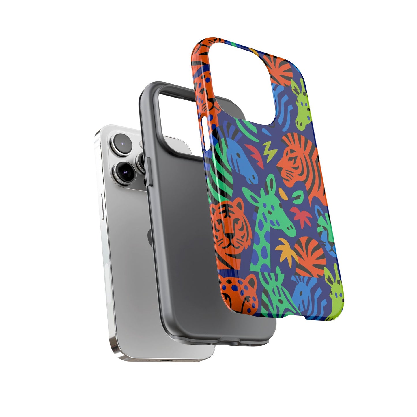 vibrant animal print 3d wrap protective phone case stylish accessory for men and women compatible with iphone 13, 14, 15 & 16 – all models including pro, pro max & plus