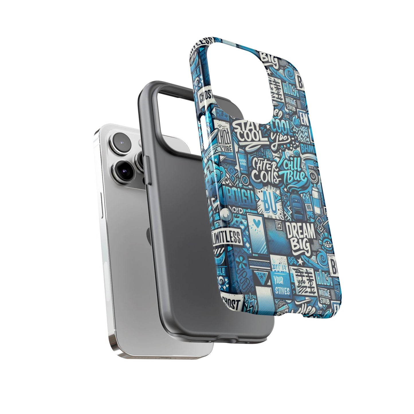 blue pattern image 15 phone case with 3d wrap design shock absorption for android and iphone devices durable uv protected protective cover