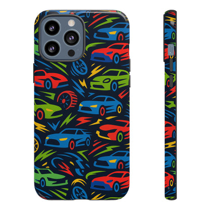 Vibrant 3D Car Design Protective Phone Case – Fun Retro Style for Kids and Adults – Stylish Protection – Compatible with iPhone 13, 14, 15 & 16 – all models including Pro, Pro Max & Plus