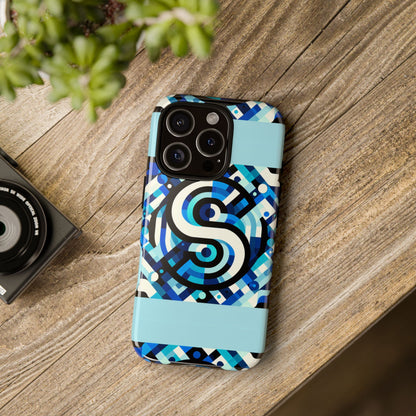 Letter Blue Alphabet S Phone Case with 3D Wrap Design for Stylish Protection and Unique Retro Anime Comic Style