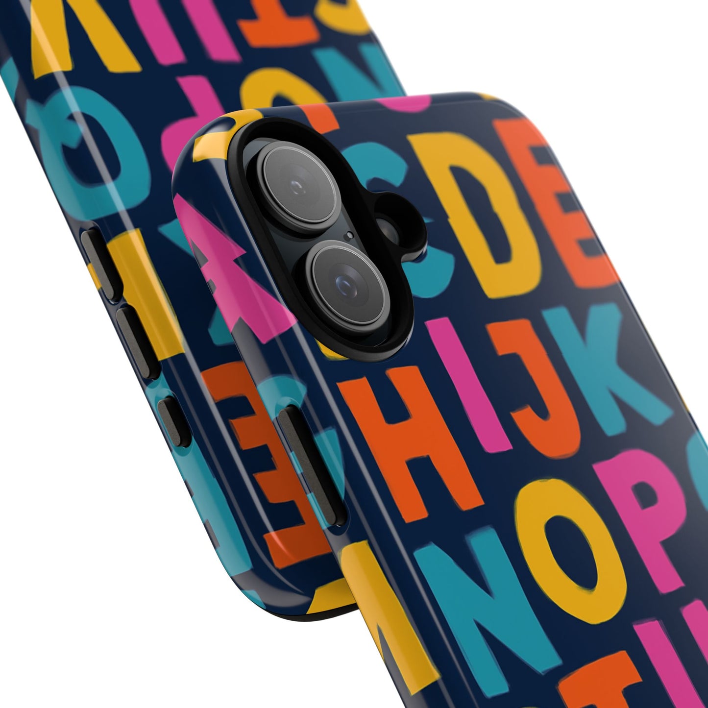 multicolour alphabet 3d wrap protective phone case for unique style and playful expression compatible with iphone 13, 14, 15 & 16 – all models including pro, pro max & plus