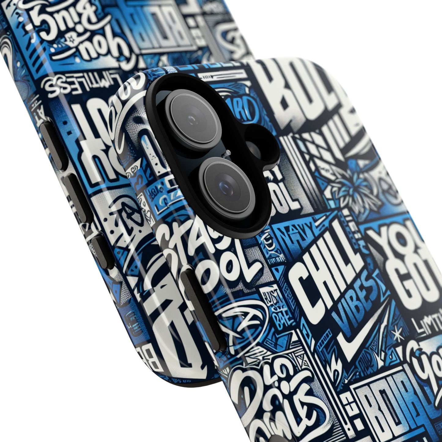 vibrant 3d typography phone case in blue – stylish protection for trendy individuals – compatible with iphone 13, 14, 15 & 16 – all models including pro, pro max & plus