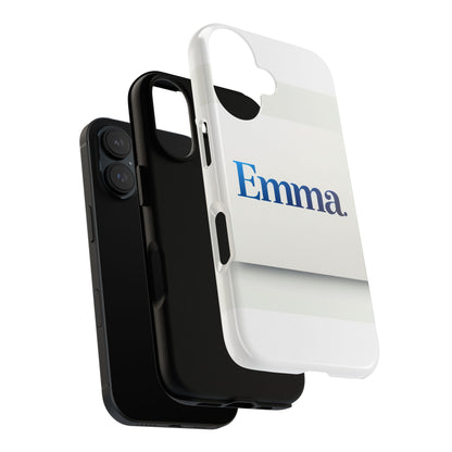 Elegant Personalised Protective Phone Case in White with Blue Typography for Stylish Individuals Compatible with iPhone 13, 14, 15 & 16 – All Models Including Pro, Pro Max & Plus