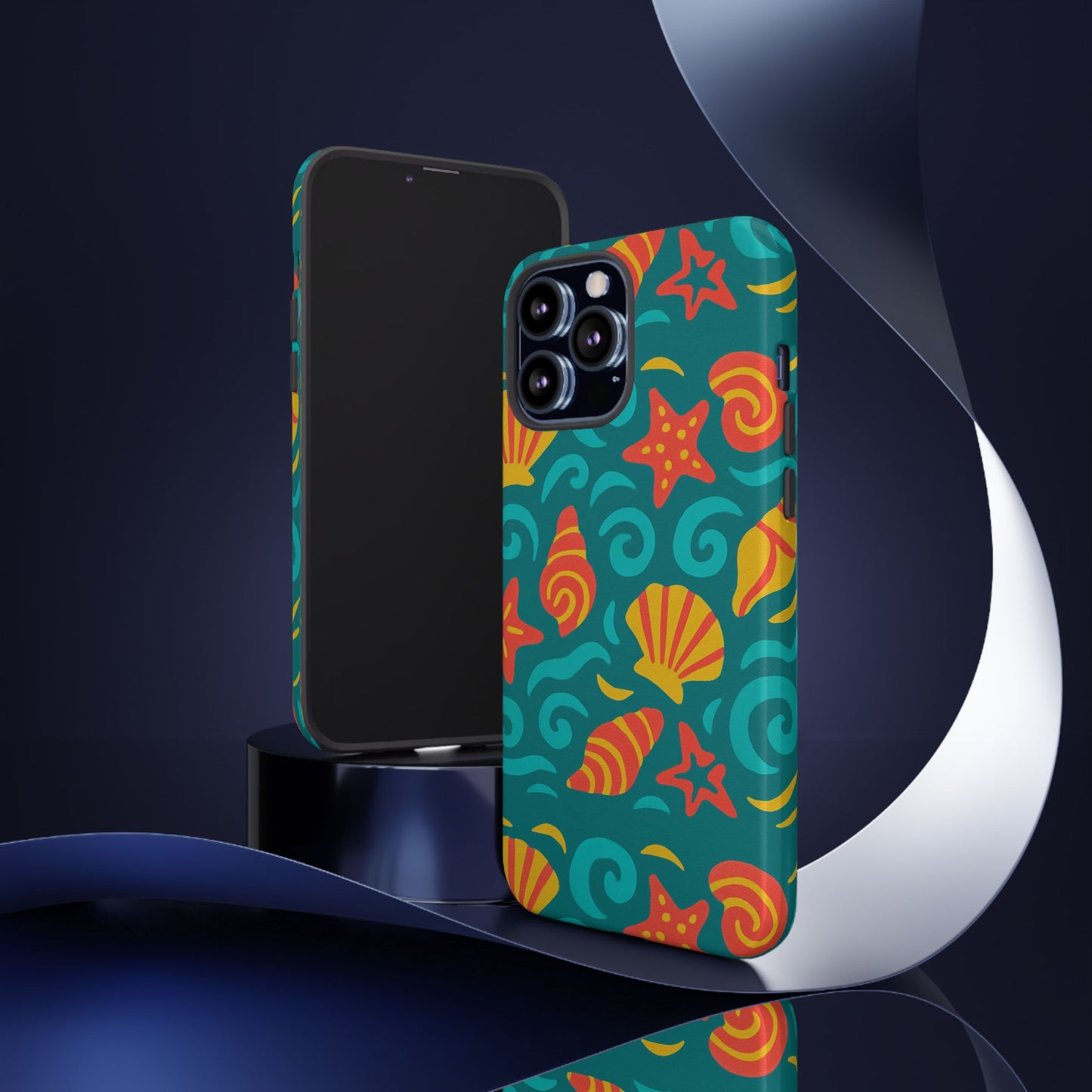 vibrant coastal shell pattern protective phone case for stylish self-expression compatible with iphone 13, 14, 15 & 16 – all models including pro, pro max & plus