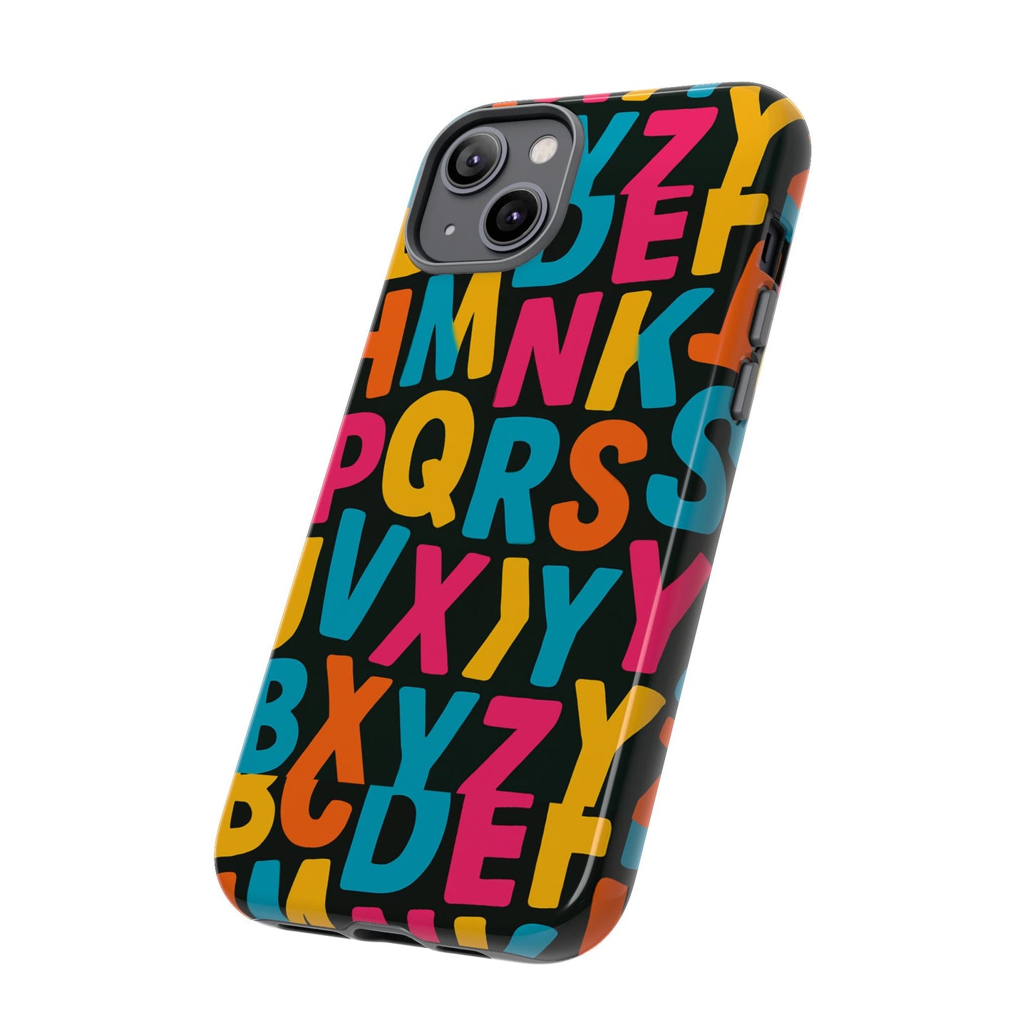 multicolour 3d alphabet wrap protective phone case for unique style and vibrant protection compatible with iphone 13, 14, 15 & 16 – all models including pro, pro max & plus