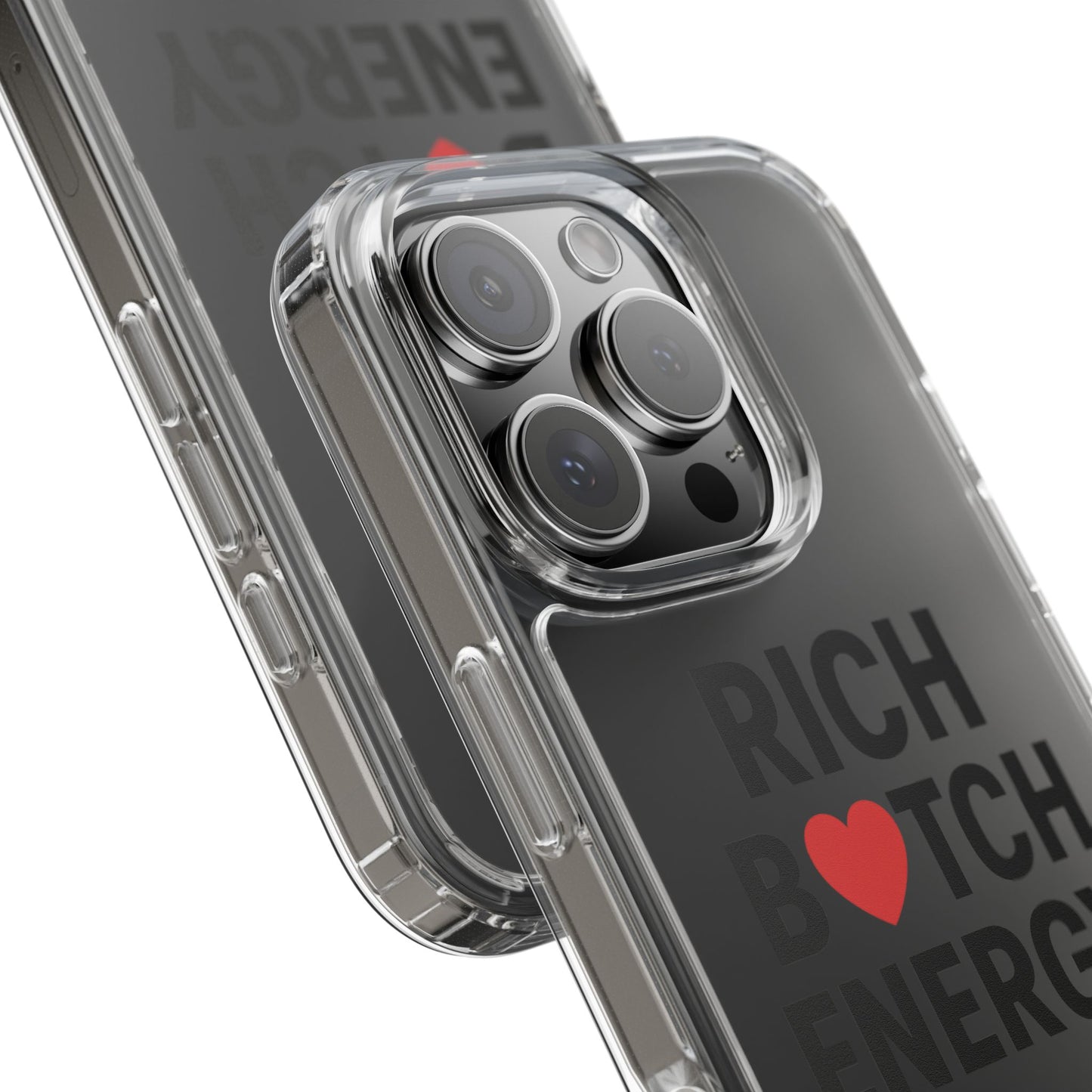 rich bitch energy clear phone case for confident individuals - stylish protection with shock-absorbing materials and scratch-resistant design for everyday use