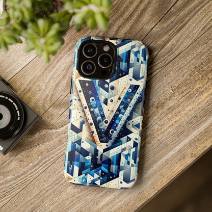 Blue Alphabet V Phone Case for Samsung and iPhone Shockproof Protective Cover with 3D Wrap Design and UV Resistance