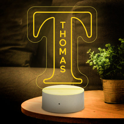 A-Z 26 Letters Led Lamp Custom Name Night Light for Kids, Colour Changing Acrylic Night Light, Personalised Bedroom Decor, Gift for Him or Her