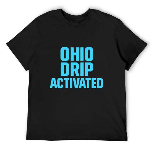 Men's T-Shirt 100% Cotton Ohio Drip Activated Graphic Tee for Casual Wear, Comfortable Fit, Breathable Fabric, Ideal for Gym, Leisure, Home, and Travel