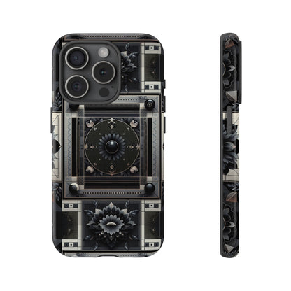 Pattern Image 4 Vibrant Shockproof Phone Case for Anime and Comic Fans, Geometric Black and Silver Design, Durable Protective Cover Compatible with iPhone 13, 14, 15 & 16 – all models including Pro, Pro Max & Plus