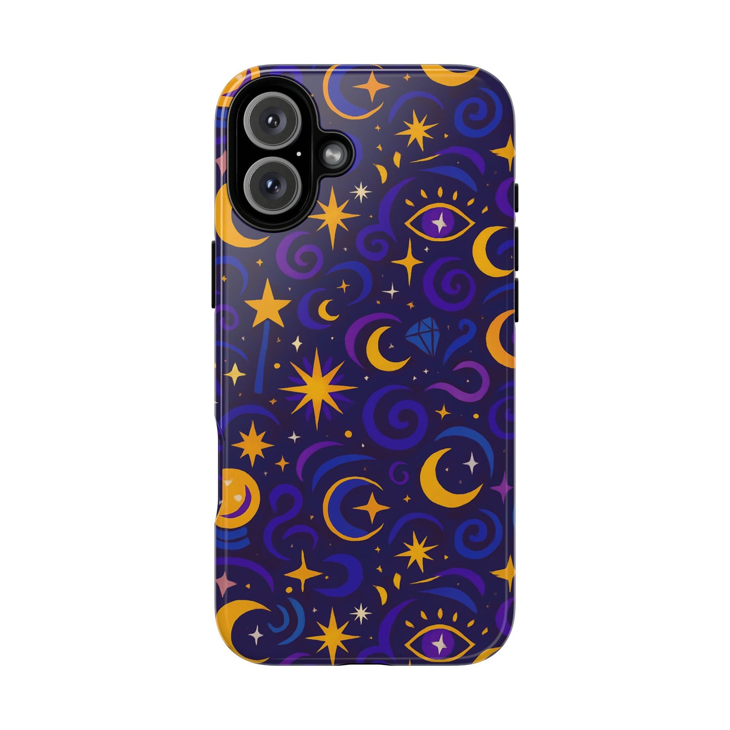 vibrant 3d cosmic design phone case for stylish protection with multicolour stars and swirls compatible with iphone 13, 14, 15 & 16 – all models including pro, pro max & plus