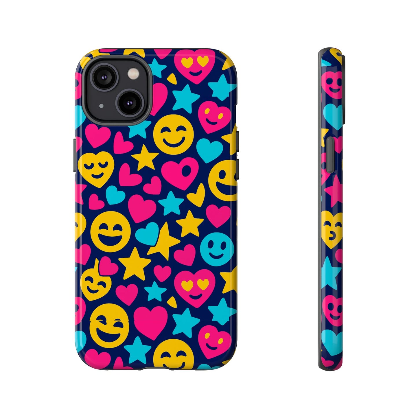 vibrant emoji protective phone case with 3d wrap design for fun style and robust protection compatible with iphone 13, 14, 15 & 16 – all models including pro, pro max & plus